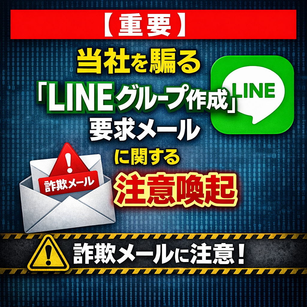 当社を騙る「LINEグループ作成」要求メールに関する注意喚起
